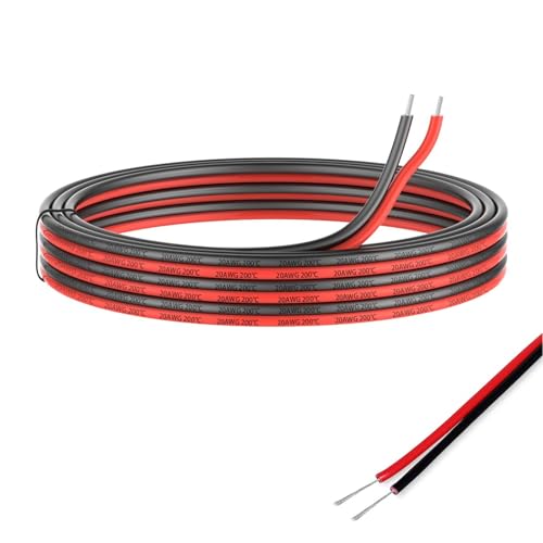 20 Meter 22AWG Elektrischer Draht, 2-adriges schwarz-rotes Elektrischer Draht, Verlängerungskabel, für LED Strip und elektronische Verdrahtung von Lunpog