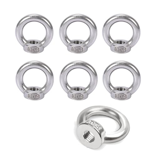 Ringmutter M8, 6 Stück 304 Edelstahl Gewinde Ösenmutter, Ringösen Augenmuttern Ringschraube, Ringmuttern für Befestigen Sie hängende Ornamente Blumentöpfe Schaukelständer von Lunpog