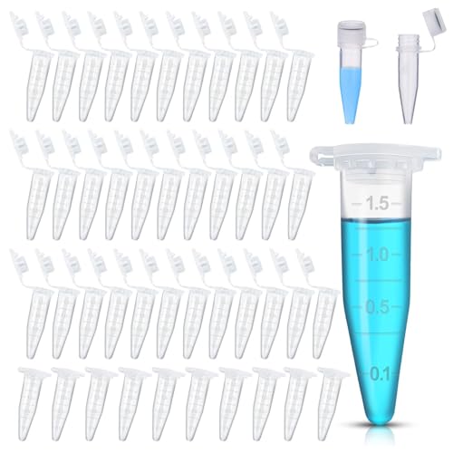 60 Stück Probenröhrchen 1,5 ml, Transparente Zentrifugenröhrchen, Hochwertige Reaktionsgefäße Stoffkapseln, ideal für Labor, Probenlagerung, Globuli, Leere Röhrchen für Experimente, Analyse von Lunpog