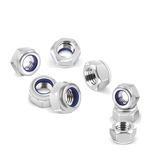 60 Stück Sechskantmuttern M6, Sicherungsmuttern Edelstahl Standard A2 V2A M8 Mutter, Selbstsichernde Muttern Stoppmutter, Sechskant Edelstahlmutter Stoppmuttern Kontermuttern Set von Lunpog