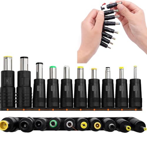 8 in 1 Universal DC Netzteil Adapter, 5.5x2.1 mm Buchse auf Stecker DC Hohlstecker Adapter für Laptop Netzteil, Kompatibel für HP Dell ASUS Acer, mit Männlich Weiblichem DC Anschluss （10 Stück） von Lunpog