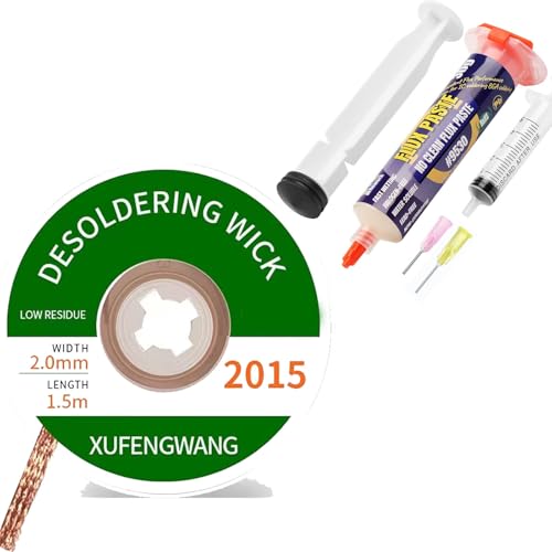 Lötpaste Flussmittel, 10CC Bleifrei Spritze Lötzinn Flussmittelpaste, No clean Kolophonium Löten Lötflussmittel für SMD BGA LED PCB Elektronik Löten,Entlötlitze Entlötdocht zum Entfernen des Lötzinns von Lunpog