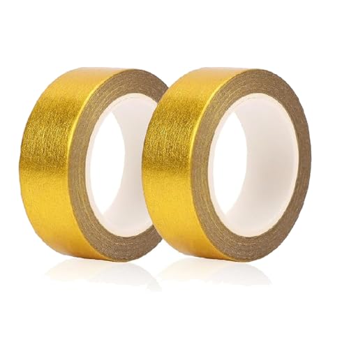 Lunpog 2 Rollen Washi Tape Gold, 15mm x 5m Goldfolie Washi Klebeband gold, Metallic Klebeband, Glänzendes Gold Klebeband für Scrapbooking Handwerk Deko Scrapbook von Lunpog