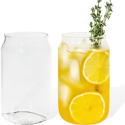 Lunpog Eiskaffee Gläser, 2 Stück Cocktailgläser 400ml, Saftglas, Bier Glas, Wassergläser, Iced Coffee Glas, Glasbecher für Cocktailgläser Longdrinkgläser Wasser Tee von Lunpog