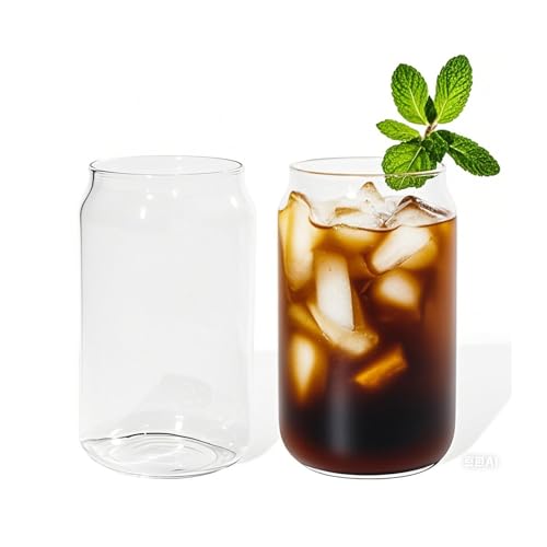 Lunpog Eiskaffee Gläser, 2 Stück Cocktailgläser 500ml, Saftglas, Bier Glas, Wassergläser, Iced Coffee Glas, Glasbecher für Cocktailgläser Longdrinkgläser Wasser Tee von Lunpog
