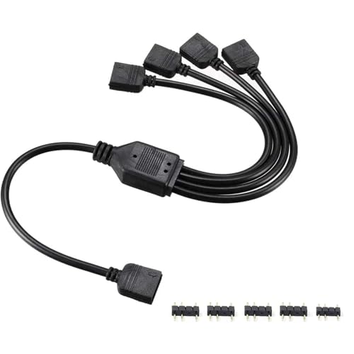Lunpog Splitter 1zu 4 Splitterkabel Y-Kabel 5V 4PIN ADRESSABLE RGB,Splitter für Gehäuselüfter Splitterkabel Verlngerung,Schwarz, 30cm von Lunpog