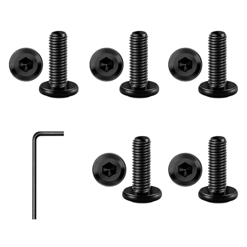 30 Stück M6 x 16 Schrauben, Flachkopfschrauben, Innensechskant Edelstahl A2 V2A Vollgewinde Schwarzes Oxid mit Hex Key von Lunpog