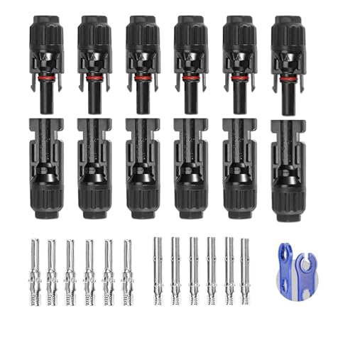 Solarstecker 6 Paar, Steckverbinder Männlich & Weiblich Solarpanel Stecker IP67 Wasserdicht, PV Stecker Kompatibel Solarkabel, Photovoltaik Stecker für Solaranlage（Mit 2 Schraubenschlüssel） von Lunpog