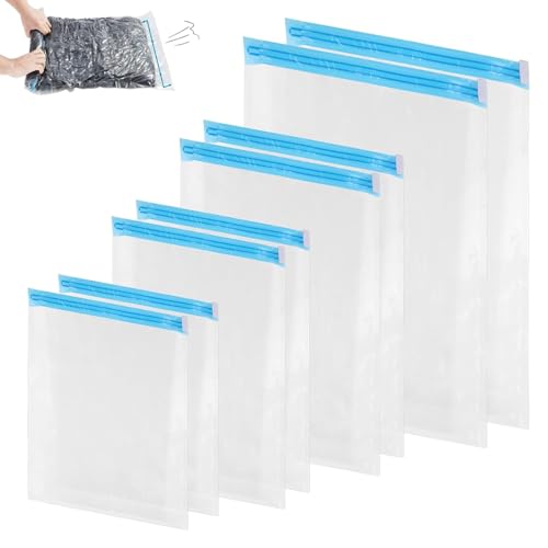 Vakuumbeutel für Kleidung, 4 Größen Akuumbeutel für Kleidung, versiegelte Vakuumbeutel für Bettdecken, Wiederverwendbare Vakuumbeutel zum Rollen für Reisen & Rucksack（12 Stück) von Lunpog