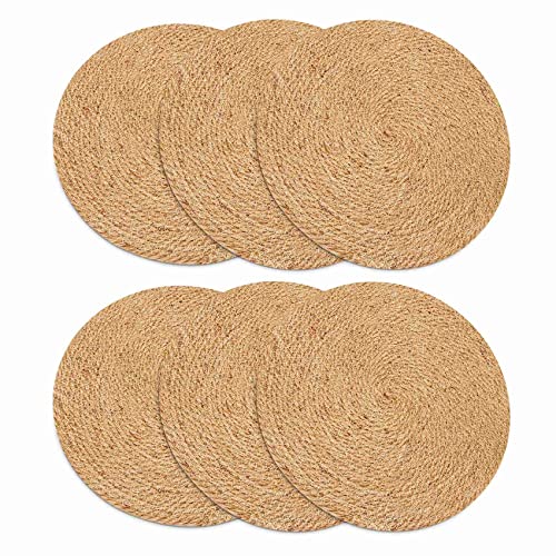 Luntfeiy Runde Geflochtene Tischsets Set mit 6 Natur Handgefertigte 11,8 BestäNdige Dicke Hot Pads Matten Luntfeiy Runde Geflochtene Tischsets Set mit 6 Natur Handgefertigte 11,8 BestäNdige Dicke Hot Pads Matten von Luntfeiy