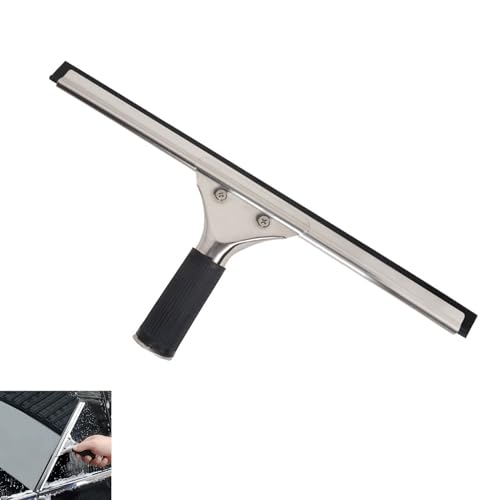 Fensterabzieher Profi, Duschabzieher Schwarz für Dusche, Edelstahl Fensterwischer mit Gummilippe für Streifenfreie Fenster für Dusche Spiegel Fliesen(25cm) von Lunyloer
