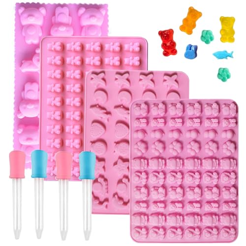 GummibäRchen Form, 4 Stück Bonbon Formen Silikon, Silikonform GummibäRchen, GummibäRchen Selber Machen Bonbonform Silikon Mit 4 Dropper für SüßIgkeiten Schokolade Gelee GummibäRchen Form, 4 Stück Bonbon Formen Silikon, Silikonform GummibäRchen, GummibäRchen Selber Machen Bonbonform Silikon Mit 4 Dropper für SüßIgkeiten Schokolade Gelee von Lunyloer