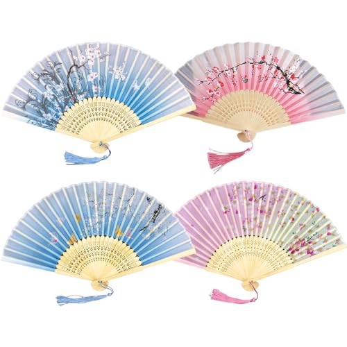 Handfächer, 4 Stück Handheld Faltfächer, Fächer Hochzeit, Faltbare Fächer, Hand Fan Asiatische Deko, Holz Geschnitzten Bambus Handheld Faltfächer für Geburtstagsgeschenke Tanzen Cosplay Hochzeit Party Handfächer, 4 Stück Handheld Faltfächer, Fächer Hochzeit, Faltbare Fächer, Hand Fan Asiatische Deko, Holz Geschnitzten Bambus Handheld Faltfächer für Geburtstagsgeschenke Tanzen Cosplay Hochzeit Party von Lunyloer