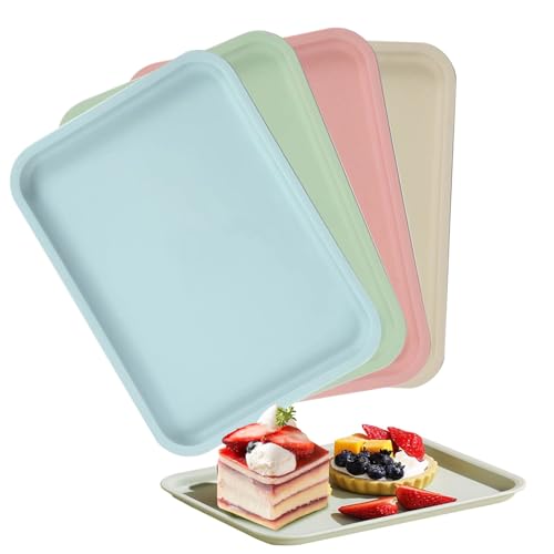 Kunststoff offtablett Serviertabletts Tablett, 4 Stück Rechteckig Tablett Kunststoff 24.5 * 17.5cm, Servierplatten, Serviertablett Rechteckig Küchentablett für Küche Esszimmer Café von Lunyloer