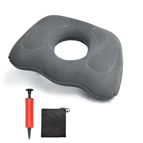 Lunyloer Aufblasbares Donut-Kissen, Hämorrhoidenkissen, tragbares Donut-Kissen für Bürostühle, Autositze, Erholung nach Operationen, Steißbein und Hämorrhoiden-Schmerzlinderung (Grau) von Lunyloer