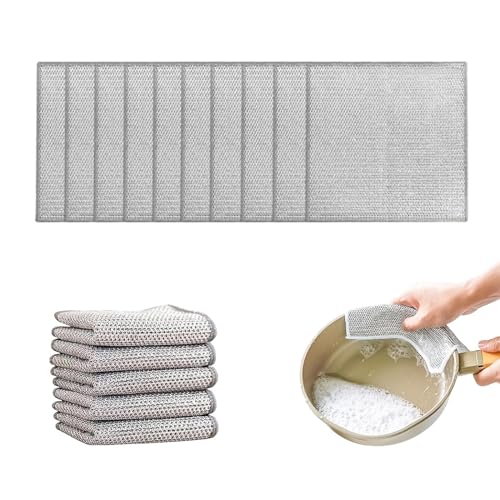 Lunyloer Mehrzweck Geschirrspüllappen aus Draht, 15 Stück Topfreiniger Putzlappen, Wire Dishwashing Rags, Wiederverwendbar Putztücher für Nass und Trocken für Küche von Lunyloer