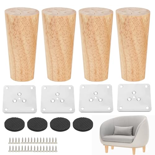 Lunyloer Möbelfüße Holz, 4 Stück Tischbeine Holz, Möbelbeine Ersatz,10 cm Eiche Tischbeine mit Montageplatten und Schrauben, Holzs Robuste Möbelbeine für Sofa Bett Schrank Tisch Stuhl Lunyloer Möbelfüße Holz, 4 Stück Tischbeine Holz, Möbelbeine Ersatz,10 cm Eiche Tischbeine mit Montageplatten und Schrauben, Holzs Robuste Möbelbeine für Sofa Bett Schrank Tisch Stuhl von Lunyloer