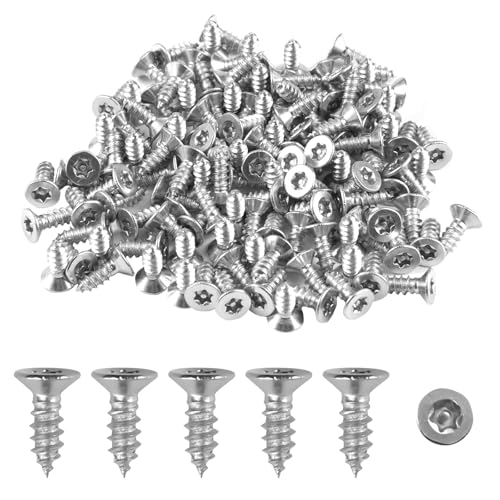 130 Stück Selbstschneidende Schrauben Edelstahl, M4 x 12mm Edelstahl Rostfrei A2 V2A Holzschrauben Torx Vollgewinde, Flachkopfschrauben für Heimwerker, Schreiner, Befestigungselemente, Möbel von Lunza