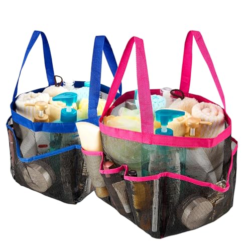 2 Stück Duschtasche Camping, Haundry Mesh Dusche Caddy Tote mit 2 Griffen, 21x18x22cm Camping Duschtasche mit 8 Taschen, für Wohnheim, Fitnessstudio, Strand, Reisen Oder Camping, Bad, Rosa & Blau 2 Stück Duschtasche Camping, Haundry Mesh Dusche Caddy Tote mit 2 Griffen, 21x18x22cm Camping Duschtasche mit 8 Taschen, für Wohnheim, Fitnessstudio, Strand, Reisen Oder Camping, Bad, Rosa & Blau von Lunza