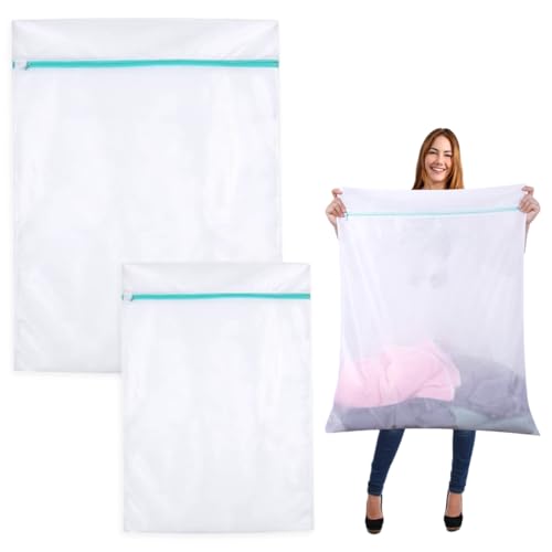 2 Stück Wäschenetz Groß für Waschmaschine 60 x 80cm + 90 x 110cm Wäschesäcke aus Feinmaschigem Polyester mit Versteckter Reißverschluss für Decken, Mäntel, Vorhänge, Bettwäsche und Plüschtiere (Weiß) 2 Stück Wäschenetz Groß für Waschmaschine 60 x 80cm + 90 x 110cm Wäschesäcke aus Feinmaschigem Polyester mit Versteckter Reißverschluss für Decken, Mäntel, Vorhänge, Bettwäsche und Plüschtiere (Weiß) von Lunza