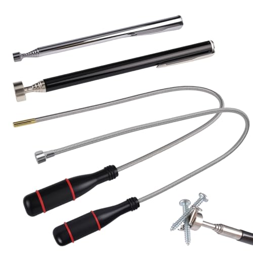 4 Stk Teleskop Magnetstab Magnet Teleskopstab,1.5-5LB Flexibler Magnetheber Magnetstabgreifer,Magnet Werkzeug,Tragbares Biegbares Magnetgreifer,Teleskopmagnet Stabmagnet von kleinen Teilen Autoteilen von Lunza