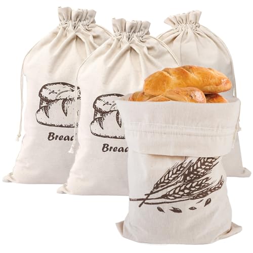 4 Stück Brotbeutel Aufbewahrung 45 x 30cm Brottasche mit Kordelzug Weich Brotsack zum Frischhalten aus Baumwolle mit Brot und Weizendruck Wiederverwendbar und Waschbar für Brot, Brötchen, Obst, Gemüse 4 Stück Brotbeutel Aufbewahrung 45 x 30cm Brottasche mit Kordelzug Weich Brotsack zum Frischhalten aus Baumwolle mit Brot und Weizendruck Wiederverwendbar und Waschbar für Brot, Brötchen, Obst, Gemüse von Lunza