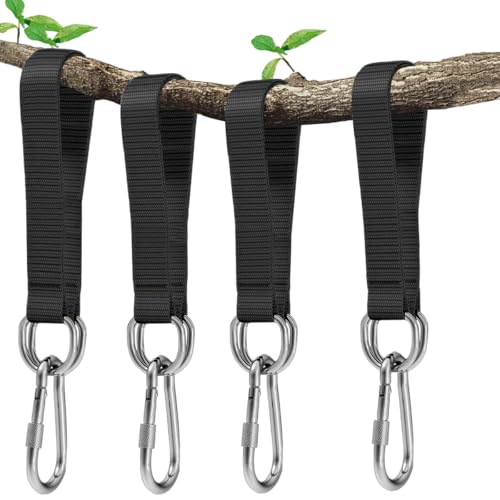 4 Stücke Schaukel Befestigung Baum, 50cm x 25mm Schaukel Aufhängung Befestigung, Nylon Hanging Gurt mit 4 Schwerlast Karabinern und D-Ringen für Baumschaukelsitz, Aufhängung Hängematte, Planke 4 Stücke Schaukel Befestigung Baum, 50cm x 25mm Schaukel Aufhängung Befestigung, Nylon Hanging Gurt mit 4 Schwerlast Karabinern und D-Ringen für Baumschaukelsitz, Aufhängung Hängematte, Planke von Lunza