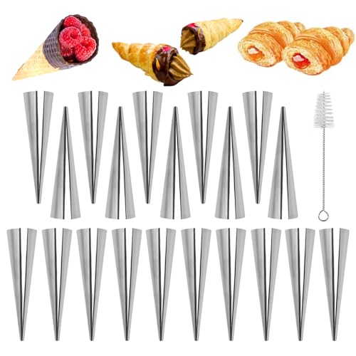 Cannoli Backform, 20 Stück Edelstahl Schillerlockenform Set, Röhrchen Hörnchen Schaumrollenformen Antihaft, Cannoli Röhrchen Edelstahl mit Reinigungsbürste für Cannoli-Röhren, Croissant, Backformen Cannoli Backform, 20 Stück Edelstahl Schillerlockenform Set, Röhrchen Hörnchen Schaumrollenformen Antihaft, Cannoli Röhrchen Edelstahl mit Reinigungsbürste für Cannoli-Röhren, Croissant, Backformen von Lunza