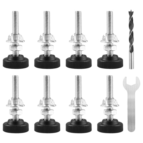 Lunza 8 Stück Verstellschraube Möbelfüße, M8 x 50 mm Stellfüße, Verstellbar Regulierschraube Justierschraube, mit Einschlagmuttern, Kontermuttern und Metallbohrern, für Tischbeine Schrankbeine Sofa Lunza 8 Stück Verstellschraube Möbelfüße, M8 x 50 mm Stellfüße, Verstellbar Regulierschraube Justierschraube, mit Einschlagmuttern, Kontermuttern und Metallbohrern, für Tischbeine Schrankbeine Sofa von Lunza