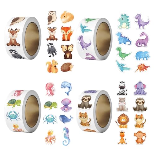 Sticker Tiere 2000 Stück Runde Tier Aufkleber, 32 Muster Animal Sticker Rolle Wasserfeste, Cartoon Tiere Belohnungsaufkleber Selbstklebend, Motivationsaufkleber Ideal für Grundschule & Lehrerbedarf Sticker Tiere 2000 Stück Runde Tier Aufkleber, 32 Muster Animal Sticker Rolle Wasserfeste, Cartoon Tiere Belohnungsaufkleber Selbstklebend, Motivationsaufkleber Ideal für Grundschule & Lehrerbedarf von Lunza