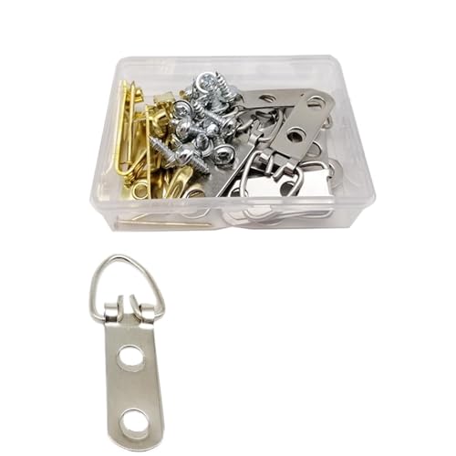 1 Box Dreieck D-Ring for Aufhängen Ölgemälde Spiegel Bilderrahmen Aufhänger Kunstwerk Foto Wandhaken mit Schrauben Sortiment Kit Set für die Leinwand oder Bilder mit Schrauben(Box E) von LuoAXINN