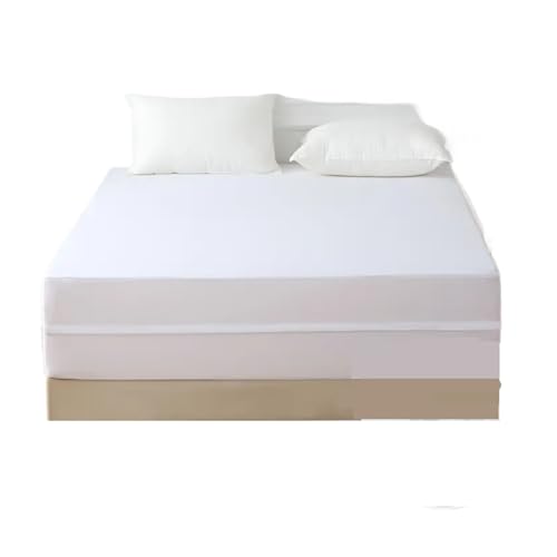 1 Stück 6-seitiger wasserdichter Matratzenschoner, staubdichter Matratzenbezug mit Reißverschluss, weicher, bequemer zur Verwendung in Matratzen(White,180x200cm) von LuoAXINN