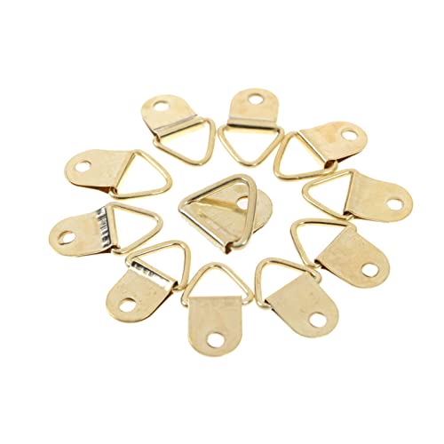 10/100 Teile/satz Goldene Dreieck D-Ring Hängen Ölgemälde Spiegel Bild Rahmen Aufhänger Kunstwerk Foto Wand Haken kleiderbügel für die Leinwand oder Bilder mit Schrauben(10pcs) von LuoAXINN