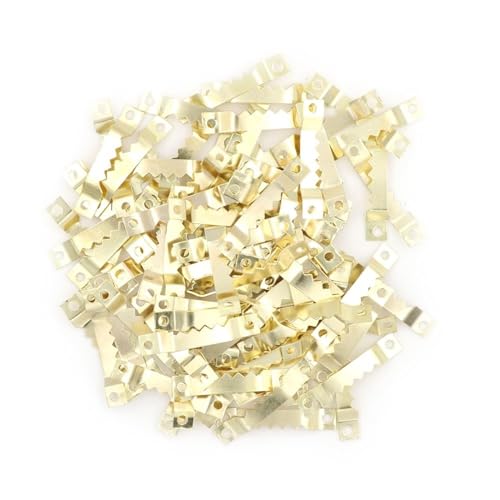 100 teile/satz Goldene Schwarz Sägezahn Hängen Spiegel Rahmen Aufhänger Haken Bild Foto Ölgemälde 40mm * 7mm für die Leinwand oder Bilder mit Schrauben(Gold) von LuoAXINN