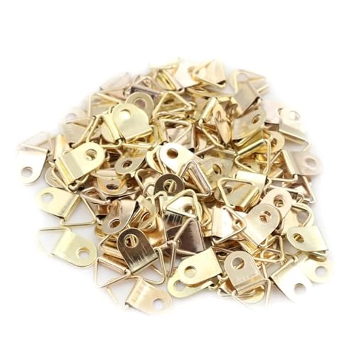 100PCS/10PCS Goldene Dreieck D-Ring Hängen Bild Ölgemälde Spiegel Rahmen Haken Kleiderbügel für die Leinwand oder Bilder mit Schrauben(100PCS) von LuoAXINN