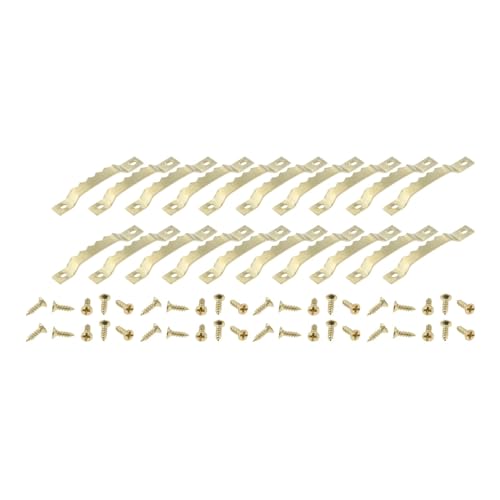 20 Stück/Set Sägezahn-Bilderrahmen-Aufhänger mit Schrauben, Wand-Ölgemälde-Spiegel, Sägezahn-Aufhängehaken, Foto-Wandhalter, golden/schwarz für die Leinwand oder Bilder mit Schrauben(Gold) von LuoAXINN