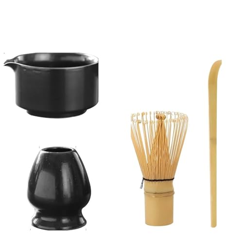 4PCS Matcha Tee-Set Sicher Schneebesen Teelöffel Tee-Sets Indoor Getränke Shop Tee-, der Werkzeuge Zubehör für die Matcha-Zubereitung(Black) von LuoAXINN