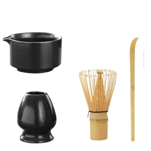 4PCS Matcha Tee-Set Sicher Schneebesen Teelöffel Tee-Sets Indoor Getränke Shop Tee-, der Werkzeuge Zubehör für die Matcha-Zubereitung(Black) von LuoAXINN