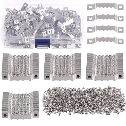 50@Sets Sägezahn-Bilderrahmen-Aufhänger for Aufhängen von Fotos, Ölgemälden, Spiegeln, Sägezahnhaken mit Schrauben, 7 x 40 mm für die Leinwand oder Bilder mit Schrauben(Silver-100sets) von LuoAXINN