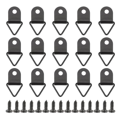 50 teile/satz Metall Bilderrahmen Kleiderbügel mit schraube Foto Hängen Haken Dreieck Ring Wand Halterung Befestigte Nägel Display Malerei Dekor für die Leinwand oder Bilder mit Schrauben(Black) von LuoAXINN