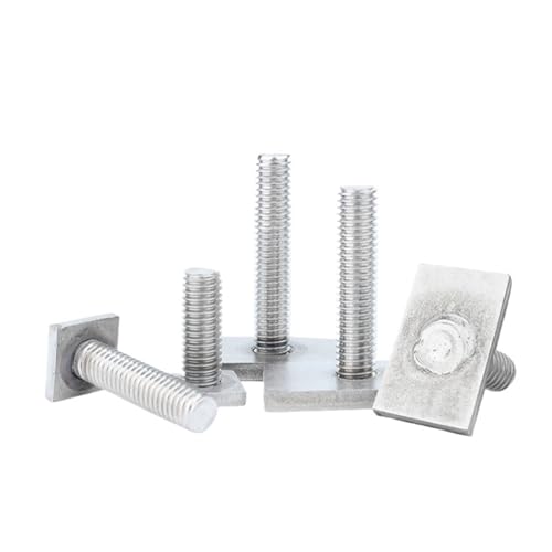 Edelstahl M6 M8 M10 T-Nut Rutsche Schienenschiene T-Form Typ Rechteck Vierkantkopf Bolzen Schraube Schweißschrauben 2St für T-Nut Aluminium-Extrusionsprofil(Head 25x25x3.0mm,M6x50mm-(2pcs)) von LuoAXINN