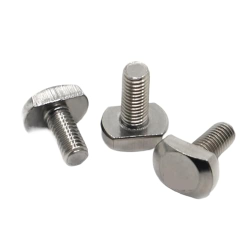 Edelstahl T-Nut Rutsche Schiene Track T Form Typ Rechteck Hammer Kopf Bolzen Schraube M5 M6 M8 M10 M12 für T-Nut Aluminium-Extrusionsprofil(45mm,M6 5pcs) von LuoAXINN