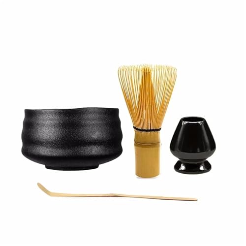 Keramik Rosa Matcha Schale Macha Tee Schneebesen Chawan Chasen Halter Scoop Sifter Tasse Zeremonie für die Matcha-Zubereitung(Black) von LuoAXINN