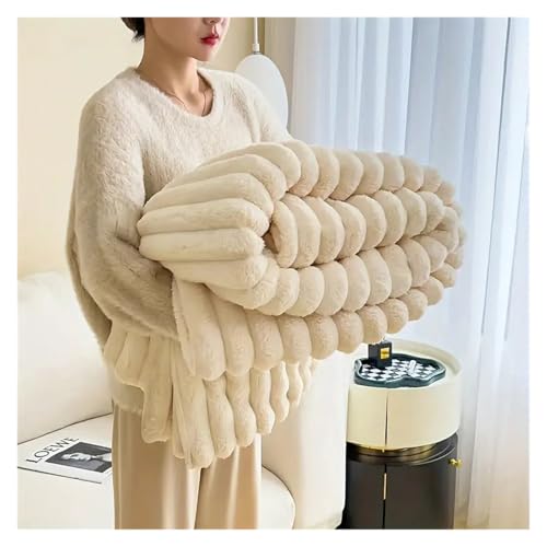 Kuscheldecke Einfachheit Einfarbig Dicke Breite Streifen Multifunktionale Decke Herbst Winter Flanell Schlafzimmer Warme Decke Zeit Decke(Color3,200x230cm) von LuoAXINN