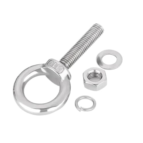 LuoAXINN M10 M12 M14 M16 M18 M20 M22 M24 M27 M30 304 Edelstahl Ringschrauben mit Mutter Unterlegscheibe Marine Hebeöse Ringschrauben Set zum Aufhängen von Gegenständen(M14x60mm 1Set) von LuoAXINN