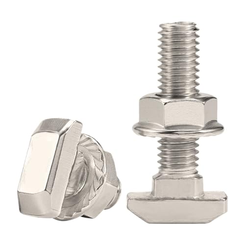 M5 M6 M8 T-Bolzenschraube und Sechskantflanschmuttern, vernickelt für T-Nut Aluminium-Extrusionsprofil(5Pcs,40- M8x40mm) von LuoAXINN