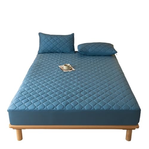 Matratzenschoner, wasserdicht, verdickter, verstellbares Spannbettlaken, Bettbezüge, rutschfeste Tagesdecken zur Verwendung in Matratzen(Blue,80x200x30cm) von LuoAXINN
