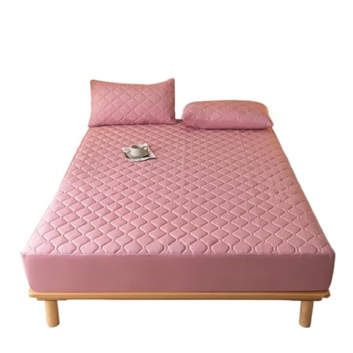 Matratzenschoner, wasserdicht, verdickter, verstellbares Spannbettlaken, Bettbezüge, rutschfeste Tagesdecken zur Verwendung in Matratzen(Dark Pink,King 76x80x12 inch) von LuoAXINN