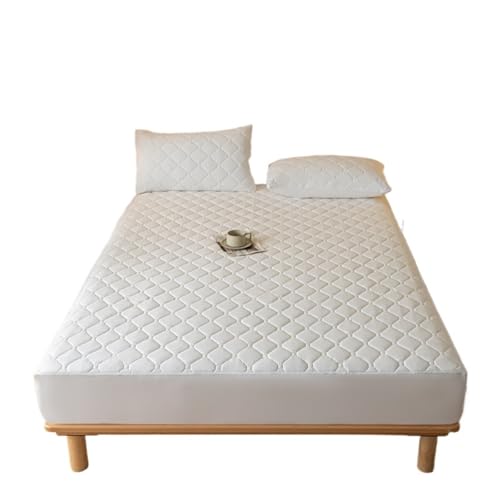 Matratzenschoner, wasserdicht, verdickter, verstellbares Spannbettlaken, Bettbezüge, rutschfeste Tagesdecken zur Verwendung in Matratzen(White,200x220x30cm) von LuoAXINN