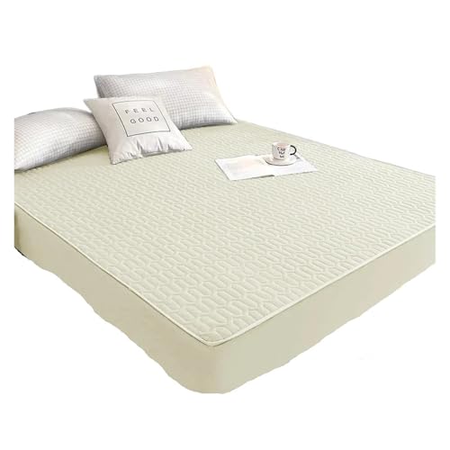 Matratzenschoner Wasserdicht Verdicken Bettbezug Protector Königin König Doppel Spannbettlaken Matratzenbezug Matte zur Verwendung in Matratzen(Beige,90x200x30cm) von LuoAXINN